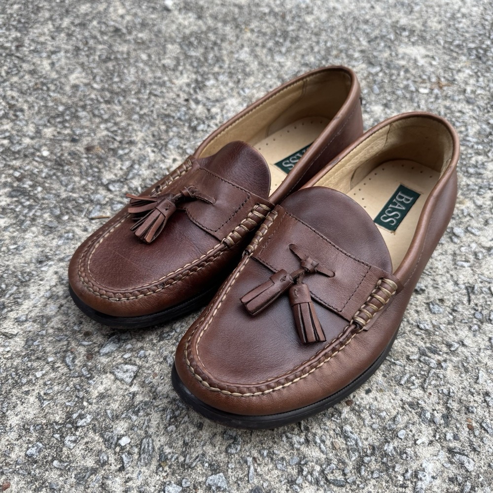 Vintage Bass Kiltie Tassel Loafer Men's 8M Brown Leather Casual Shoe